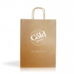 Bolsa de papel kraft para compras alargada con fuelle 90 g/m2 color natural vista con logo impreso