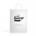 Bolsa de papel kraft para compras alargada con fuelle 90 g/m2 vista con logo impreso