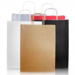 Bolsa de papel kraft para compras alargada con fuelle 90 g/m2 vista detalle 7
