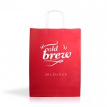 Bolsa de papel kraft para compras alargada con fuelle 90 g/m2 vista con logo impreso