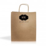 Bolsa de kraft con fuelle en el lateral resistente de 90 g/m2 color natural vista con logo impreso