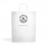 Bolsa ecológica de papel kraft para cualquier uso 100 g/m2 color blanco vista con logo impreso