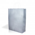 Bolsa sostenible hecha en papel kraft con asas cortas 100 g/m2 color plateado vista 2