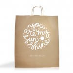 Bolsa grande ecológica de kraft para ir de compras 100 g/m2 color natural vista con logo impreso