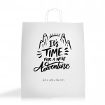 Bolsa grande de papel kraft con asas resistentes 100 g/m2 color blanco vista con logo impreso