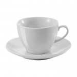 Taza y plato de porcelana para café color blanco segunda vista