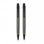 Set de bolígrafo y portaminas de aluminio con estuche tinta negra color gris oscuro vista 3