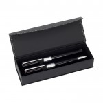 Set de bolígrafo y roller de metal de diseño con caja tinta negra