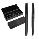 Set de bolígrafo y roller con caja de regalo a juego tinta azul color negro vista en caja