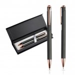Set de bolígrafo y portaminas con detalles de metal tinta azul color oro rosa vista 2
