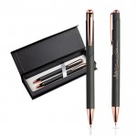 Set de bolígrafo y portaminas con detalles de metal tinta azul color oro rosa vista 2