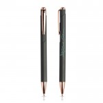 Set de bolígrafo y portaminas con detalles de metal tinta azul color oro rosa vista 2