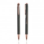 Set de bolígrafo y portaminas con detalles de metal tinta azul color oro rosa