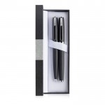 Roller y bolígrafo de metal con caja acolchada tinta negra vista 1