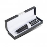 Roller y bolígrafo de metal con caja acolchada tinta negra vista 2