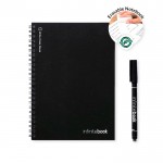 Libreta infinita con tapa flexible y rotulador A5 hojas lisas color negro tercera vista