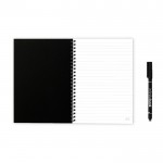 Libreta infinita con tapa flexible y rotulador A5 hojas a rayas color negro primera vista