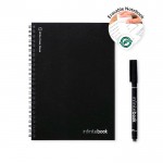 Libreta infinita con tapa flexible y rotulador A5 hojas a rayas color negro cuarta vista
