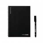 Libreta infinita con tapa flexible y rotulador A5 hojas a rayas color negro