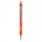 Bolígrafos metálicos personalizados color naranja primera vista