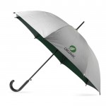 Paraguas automático de poliéster 190T con exterior plateado Ø102 color verde oscuro vista con logo impreso