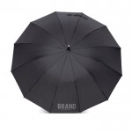 Paraguas automático de pongee elegante con 12 paneles Ø105 color negro vista con logo impreso