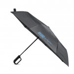 Paraguas plegable con mango estilo mosquetón de 8 paneles Ø100 color negro vista con logo impreso