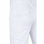 Pantalón multibolsillos unisex de algodón y poliéster 240 g/m2 color blanco sexta vista