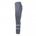 Pantalón de trabajo unisex con reflectantes 240 g/m2 color gris tercera vista