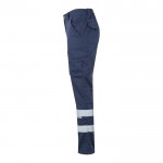 Pantalón de trabajo unisex con reflectantes 240 g/m2 color azul marino tercera vista