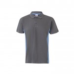 Polo de trabajo de piqué bicolor de manga corta 180 g/m2 color azul claro