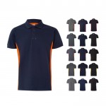 Polo de trabajo de piqué bicolor de manga corta 180 g/m2 varios colores