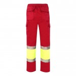 Pantalón de trabajo de algodón y poliéster con reflectantes 210 g/m2 color rojo segunda vista