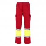 Pantalón de trabajo de algodón y poliéster con reflectantes 210 g/m2 color rojo