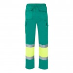 Pantalón de trabajo de algodón y poliéster con reflectantes 210 g/m2 color verde segunda vista