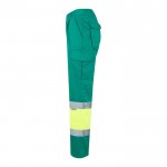 Pantalón de trabajo de algodón y poliéster con reflectantes 210 g/m2 color verde tercera vista