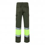Pantalón de trabajo de algodón y poliéster con reflectantes 210 g/m2 color verde militar segunda vista