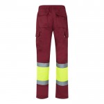 Pantalón de trabajo de algodón y poliéster con reflectantes 210 g/m2 color burdeos segunda vista