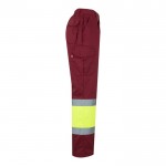 Pantalón de trabajo de algodón y poliéster con reflectantes 210 g/m2 color burdeos cuarta vista