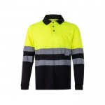 Polo de trabajo con manga larga de alta visibilidad 160 g/m2