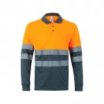 Polo de trabajo con manga larga de alta visibilidad 160 g/m2
