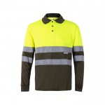 Polo de trabajo con manga larga de alta visibilidad 160 g/m2