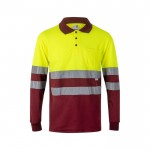 Polo de trabajo con manga larga de alta visibilidad 160 g/m2