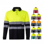 Polo de trabajo con manga larga de alta visibilidad 160 g/m2 varios colores