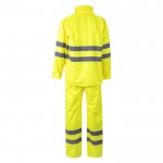 Traje de lluvia de poliéster para trabajar con reflectantes 130 g/m2 color amarillo fluorescente segunda vista
