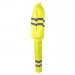 Traje de lluvia de poliéster para trabajar con reflectantes 130 g/m2 color amarillo fluorescente tercera vista