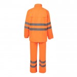 Traje de lluvia de poliéster para trabajar con reflectantes 130 g/m2 color naranja fluorescente segunda vista