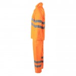 Traje de lluvia de poliéster para trabajar con reflectantes 130 g/m2 color naranja fluorescente tercera vista