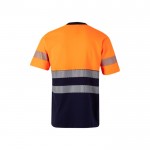 Camiseta laboral bicolor en piqué de algodón y poliéster 150 g/m2 color naranja segunda vista