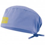 Gorro sanitario de sarga en poliéster y algodón 190 g/m2 color azul pastel imagen con logo
